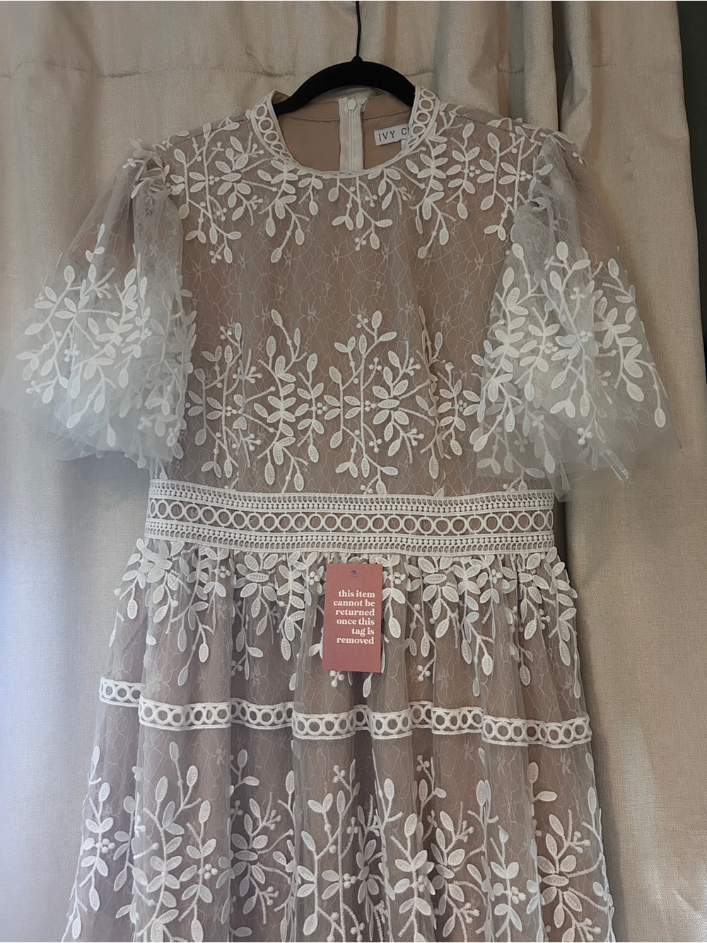 White Embroidered Tulle Women’s Dress